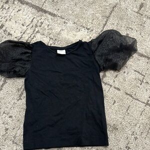 Black Puff Sleeve Kids Top